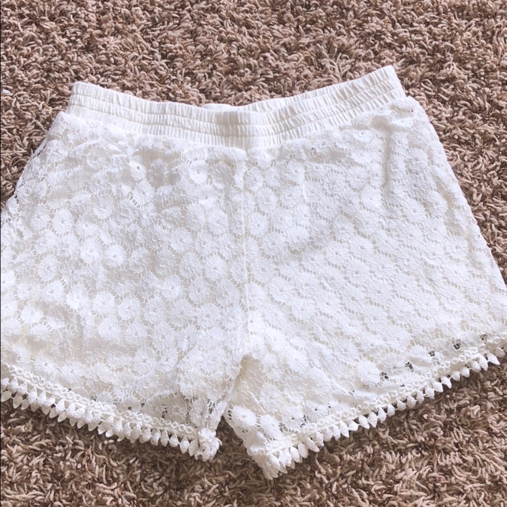 White floral shorts